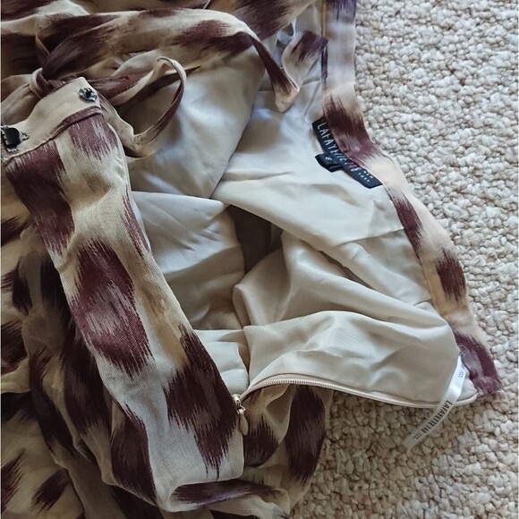 Lafayette 148 New York Brown Linen/Silk Blend Animal Print Skirt Size 8 - Picture 5 of 12